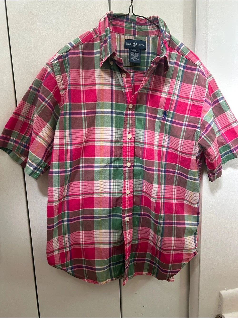 Ralph Lauren Short-Sleeve Plaid Button-Down Shirts Pink & Blue, Blue & Green